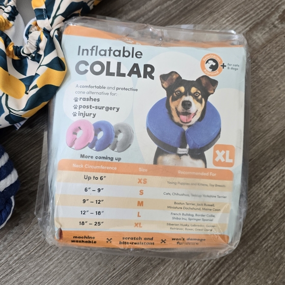 XL dog set windbreaker, floatie' 2 cloth diapers, chew toy and 2 roped balls - Picture 2 of 5